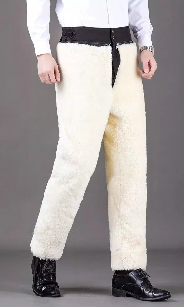 特战防寒裤棉皮裤羊毛裤男中老年原生态皮毛一体棉裤羊皮裤子男女防寒