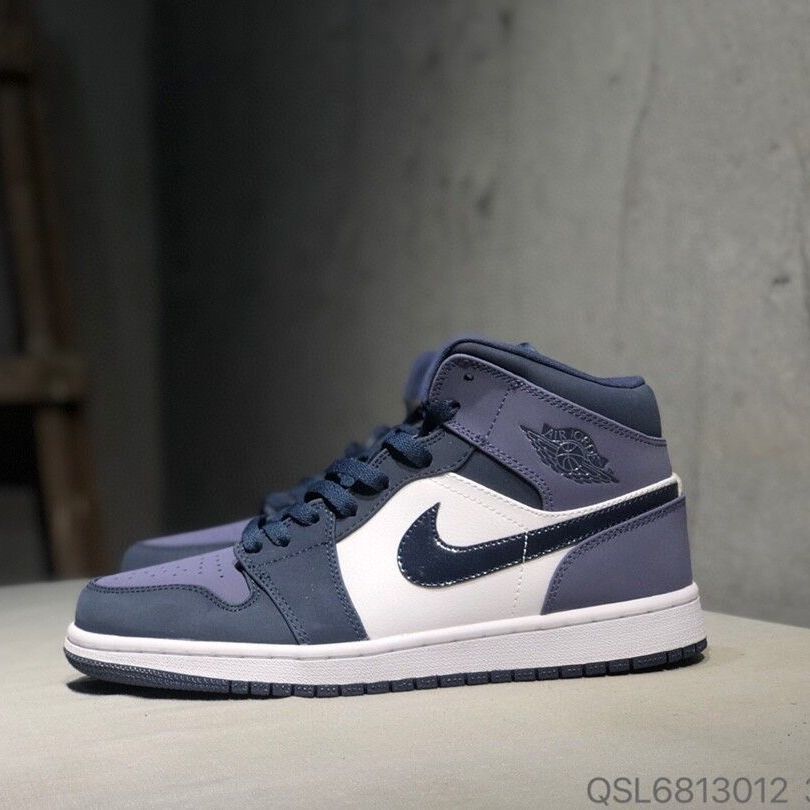 air mid aj1 桑德紫 磨砂皮男女鞋高帮篮球鞋554725-445 黑紫脚趾(高