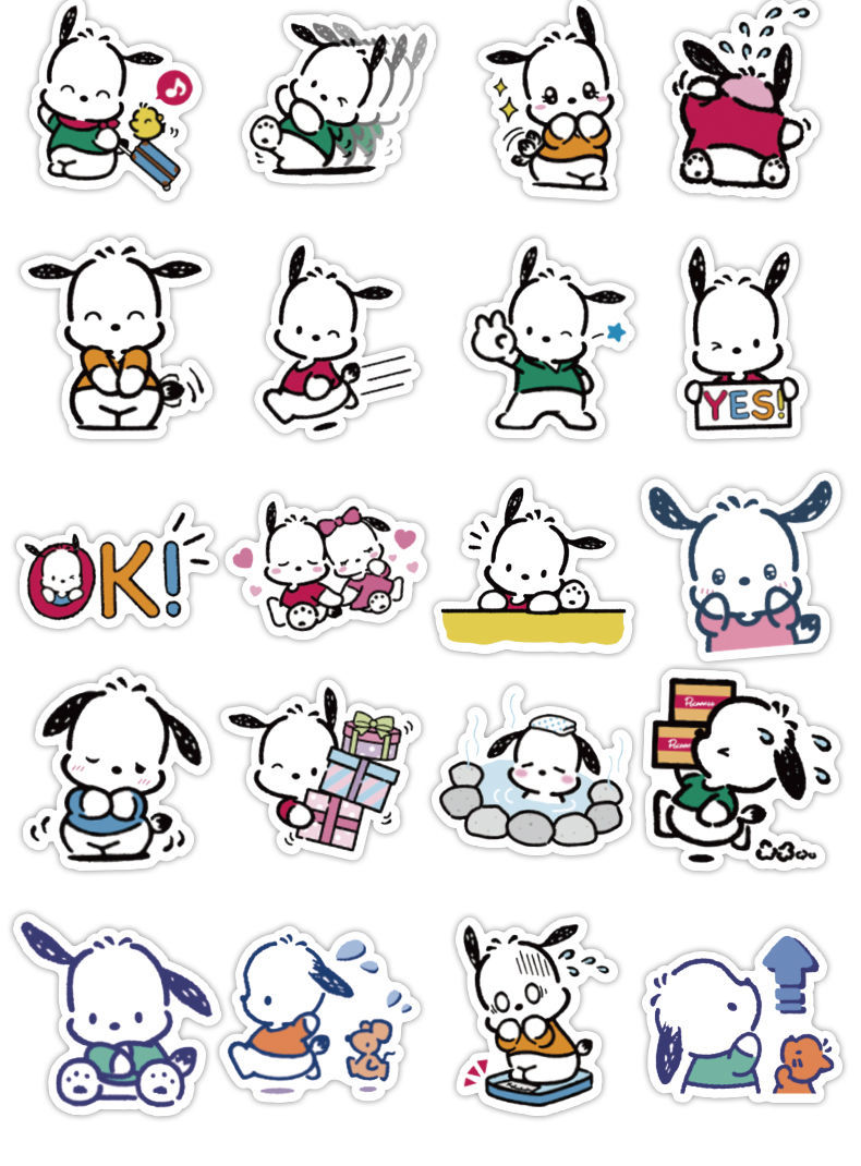 帕恰狗贴纸 60张可爱帕恰狗贴纸卡通系列小狗装饰手机壳行李箱防水