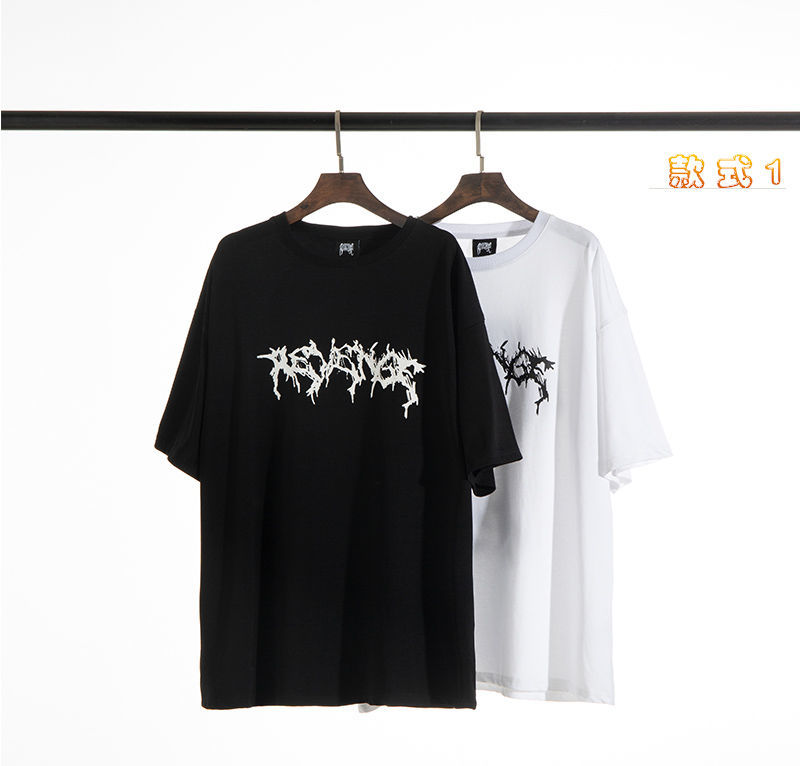 revenge风格bonestee龙骨骷髅反光t恤xxx同款高街宽松男女短袖t恤