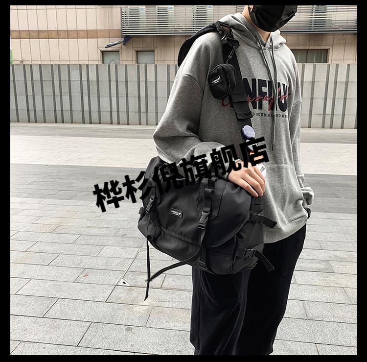 刘耀文同款斜挎包日系潮牌小众大容量斜挎邮差包机能包包男女休闲工装