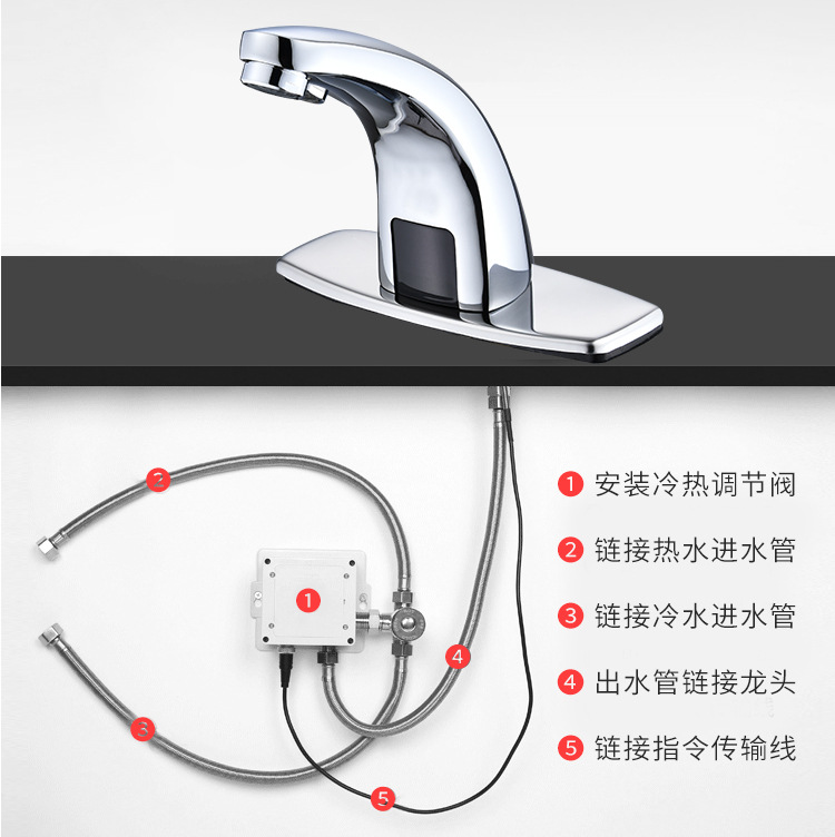 品质感应水龙头冷热水 自动单联式智能感应式家用洗手器水龙头的 pt18