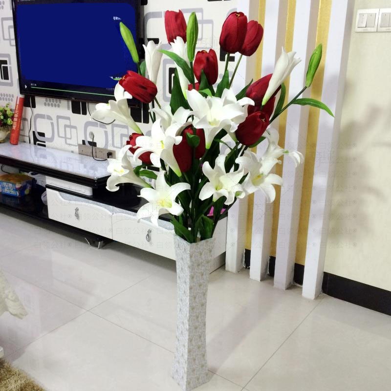 门扉 仿真花套装落地 客厅郁金香仿真花艺套装饰品摆件室内绢花假花
