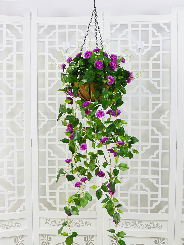 塑料花藤挂壁 仿真植物花藤吊兰吊顶假花装饰商场酒店吊篮盆栽塑料