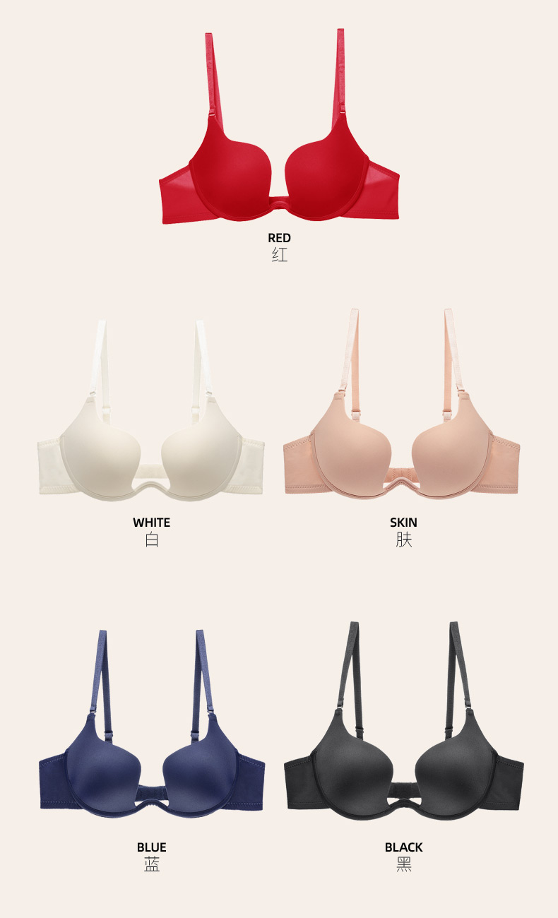 现货 卡地兹半罩杯内衣女小胸聚拢型文胸套装性感低胸美背深低领胸罩