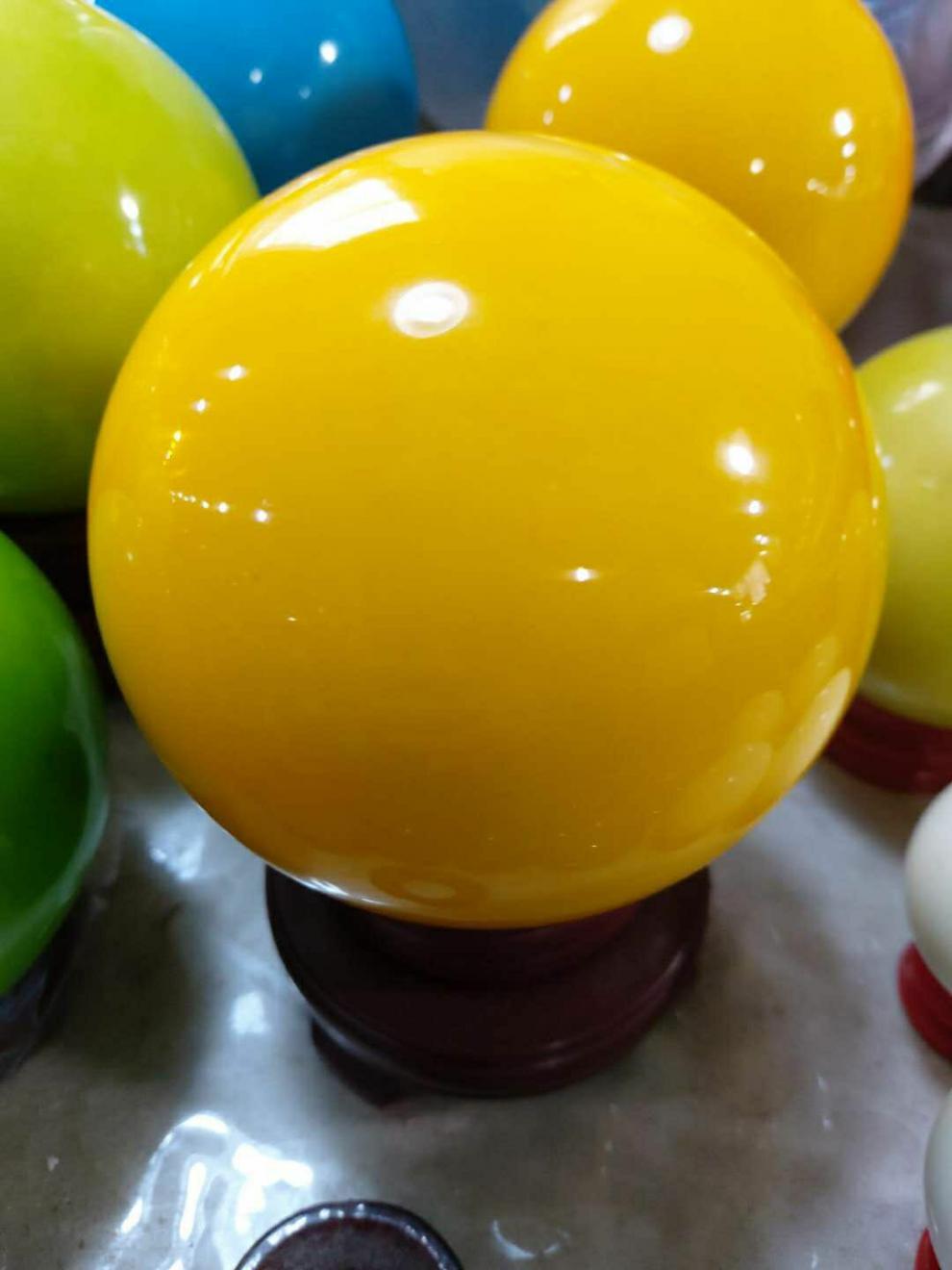 朴珀妮天然冰洲石夜光球夜明珠原石红色发光球风水球摆件绿色20厘米