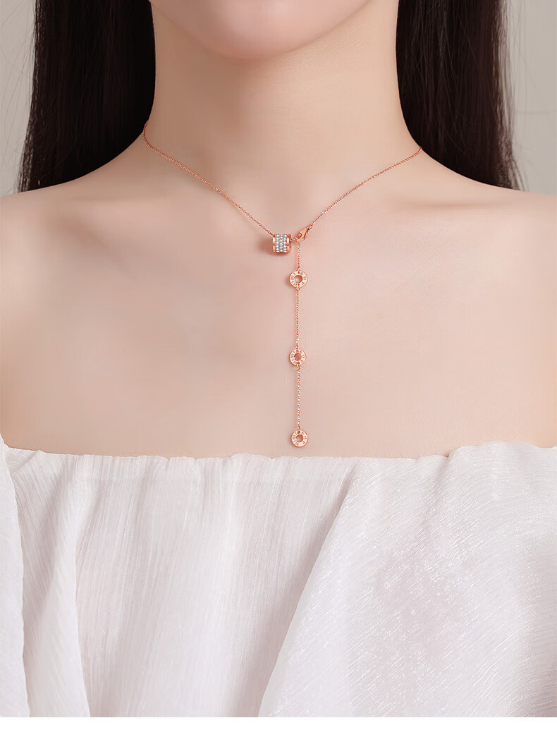 ck施华洛世奇锆沉鱼落雁小蛮腰项链女简约一款多带锁骨链2022年夏季