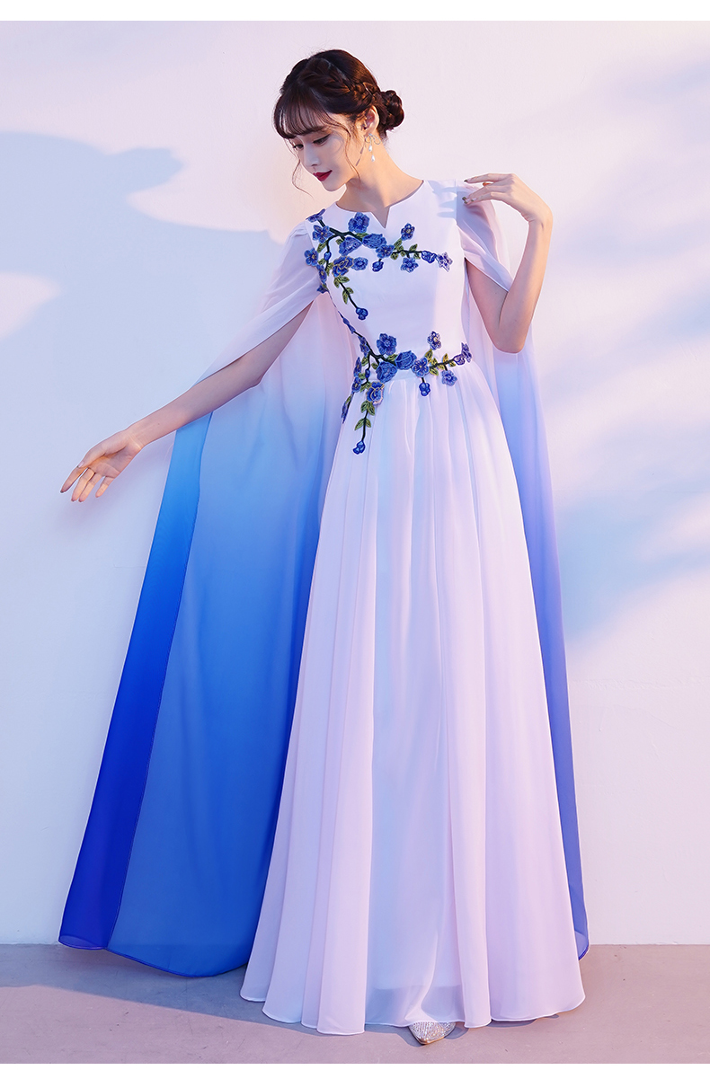 dkpe中国风大合唱团礼服女长裙红歌演出服弹古筝琵琶服装模特走秀礼裙