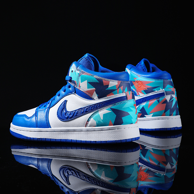 莆田纯原白丝绸aj男鞋空军一号高帮篮球鞋aj1女鞋白蓝板鞋 fl-3627白