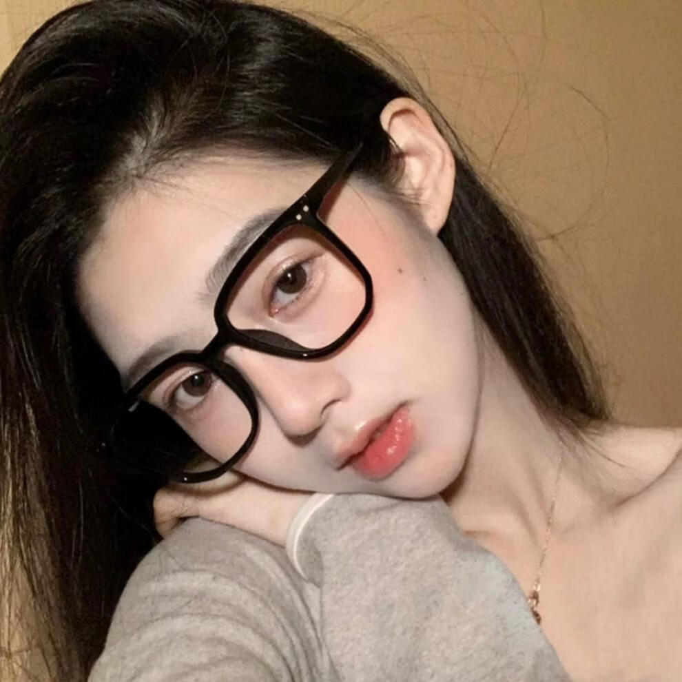河帅 黑框眼镜女防蓝光可配有度数素颜神器眼镜框架大脸显瘦韩版潮 亮