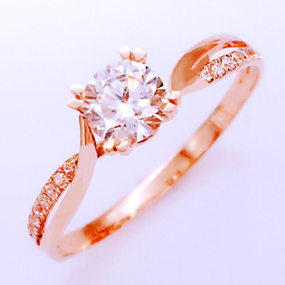 钧弘锆石14k金俄罗斯玫瑰金紫金钻戒指环女彩金时尚金店情人节礼物