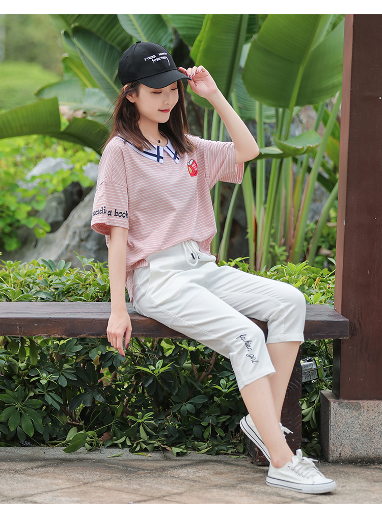 衣服女夏天的显瘦套装学生大童13初中14高中学生15少女孩1短袖套装