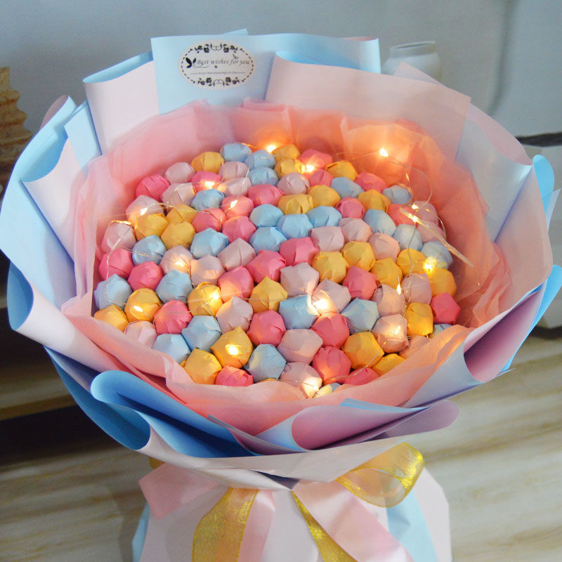 棒棒糖花束99颗糖果送男女朋友闺蜜情人节七夕生日礼物 33糖 灯 暖心
