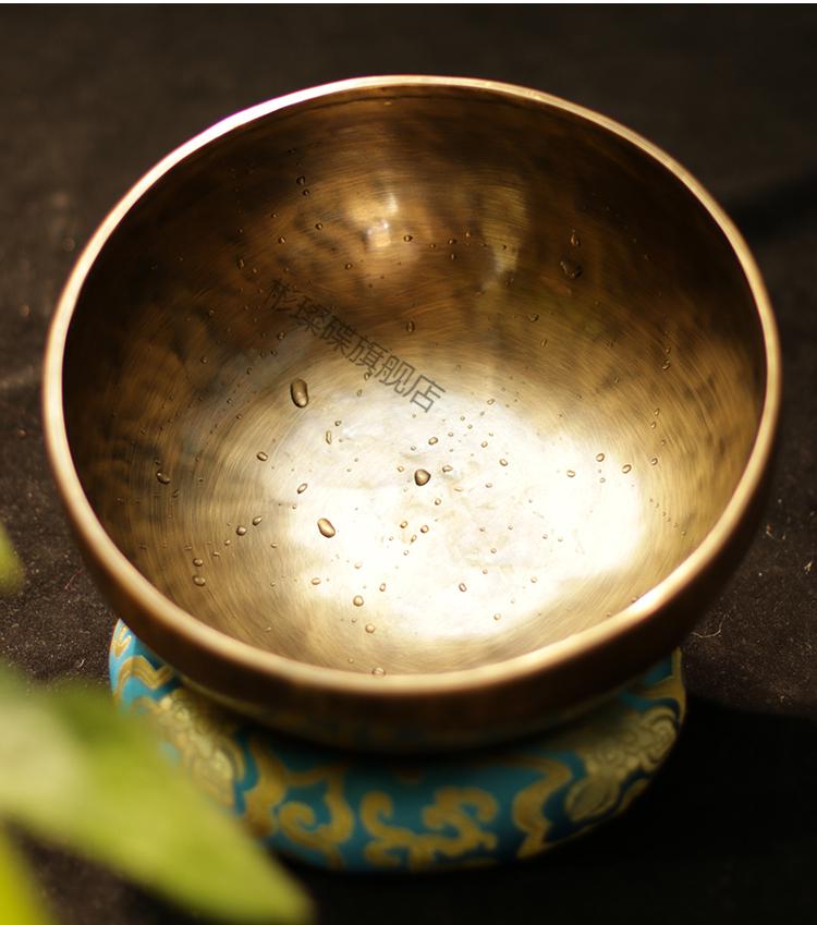 冥想碗颂钵尼泊尔铜钵盂纯铜佛音碗静心音钵疗愈铜磬冥想钵音碗黄铜款