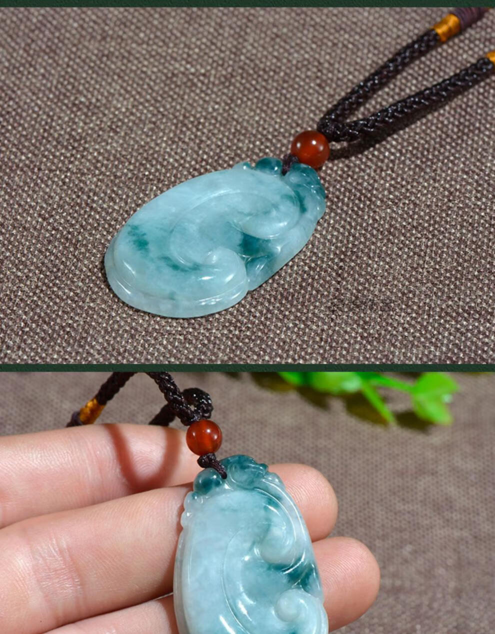 居仁堂a货缅甸翡翠如意吊坠 女老坑糯种飘花如意玉坠玉佩玉石挂件男