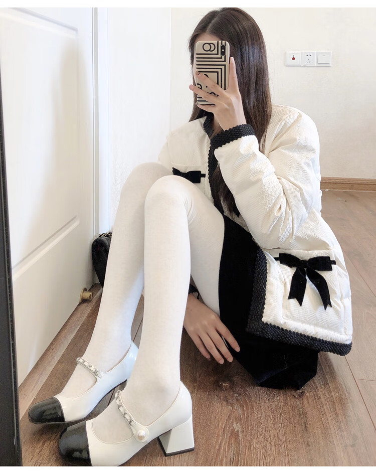 轻奢秋冬加绒白色连裤袜日系jk米白色打底袜燕麦色踩脚袜lolita白丝女