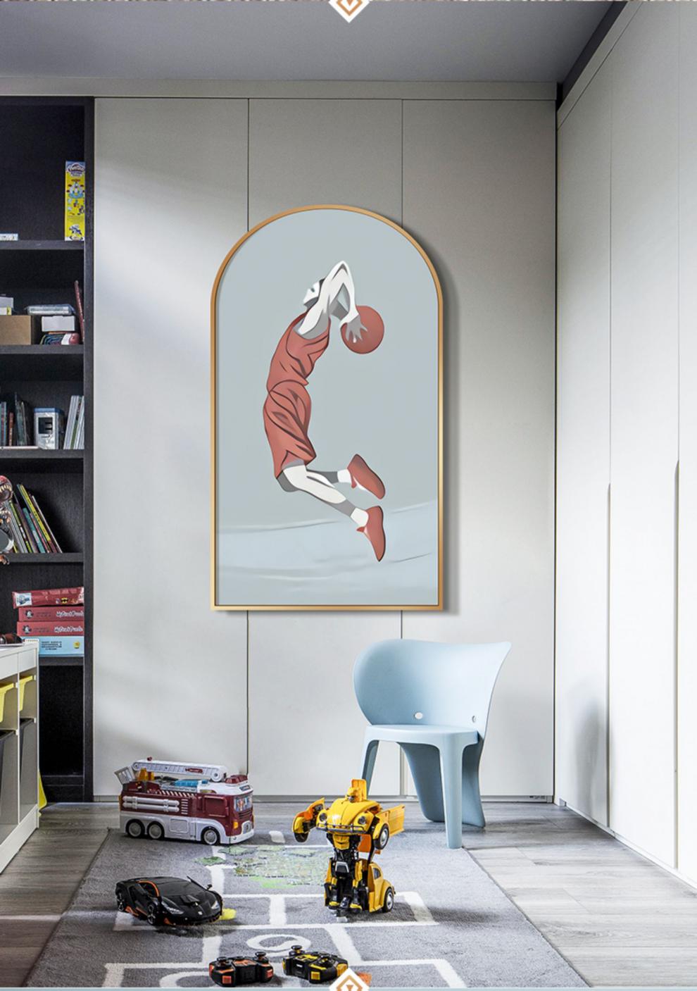 天颛篮球装饰画球衣挂画篮球人生男孩卧室床头画书房走廊过道现代简约