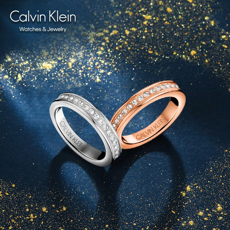 calvin klein 守护系列满天星ck戒指 情侣对戒玫瑰金时尚潮流饰品