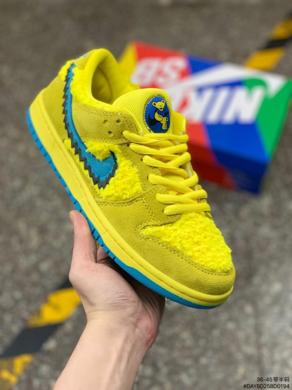 dunklowqs扣篮系列低帮休闲亮黄蓝跳舞小熊滑板板鞋cj5378黄色36