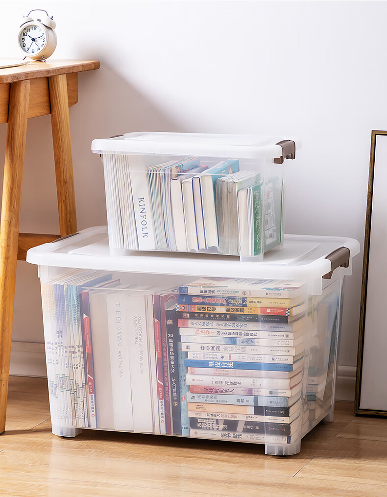 高中生装书的箱子透明箱子收纳装书书箱收纳箱学生教室用书本放书带