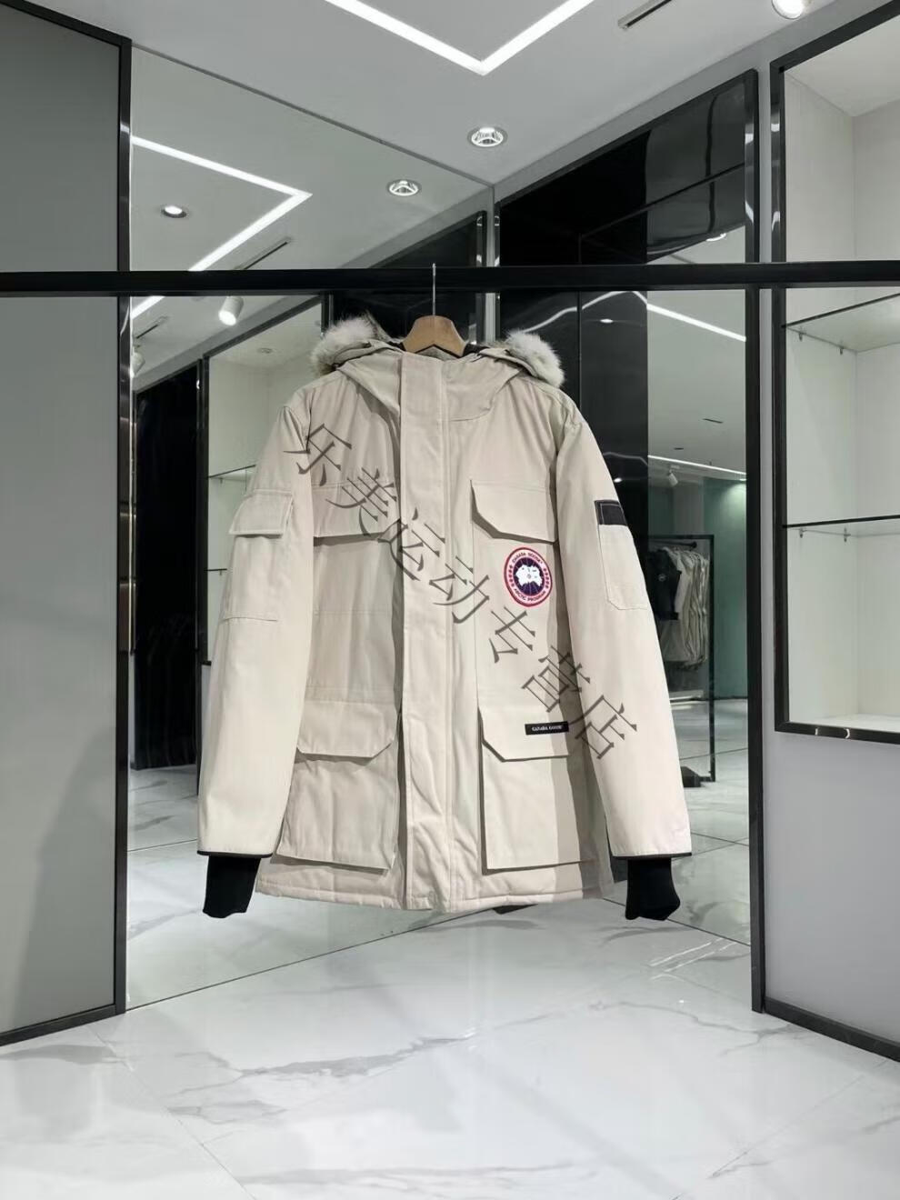 大鹅羽绒服08款远征款系列派克大衣情侣中长款石墨灰黑标 白迷彩 xs