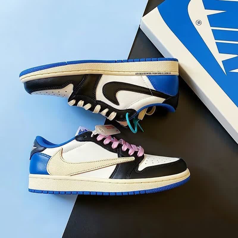 【官方旗舰】aj1藤原浩联名闪电笑脸棕色倒钩高帮男女运动板鞋子耐磨