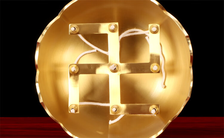 油灯家用万字莲花液体酥油灯纯铜苏油灯 供佛灯 佛前长明灯 9英寸万字