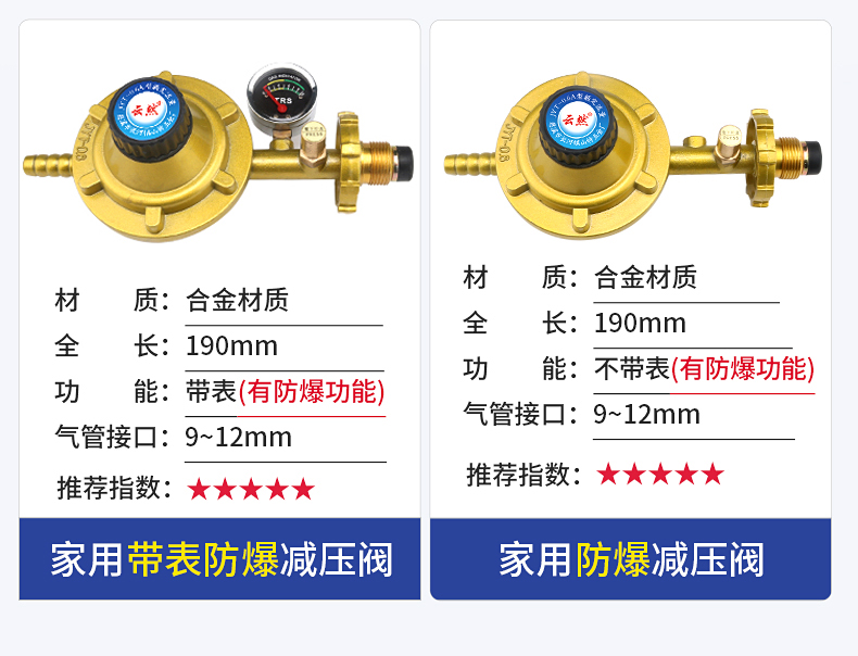 液化气减压阀家用国标 家用液化气防爆减压阀煤气罐钢瓶低压阀带表