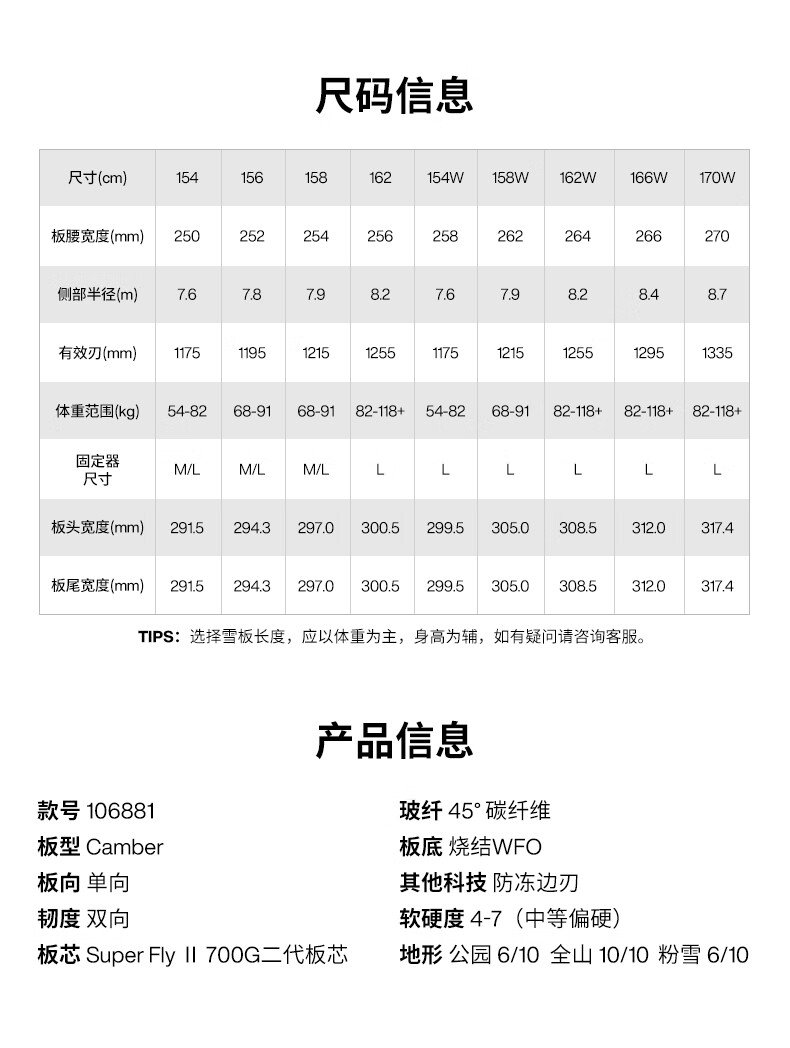 custom雪板参数图片