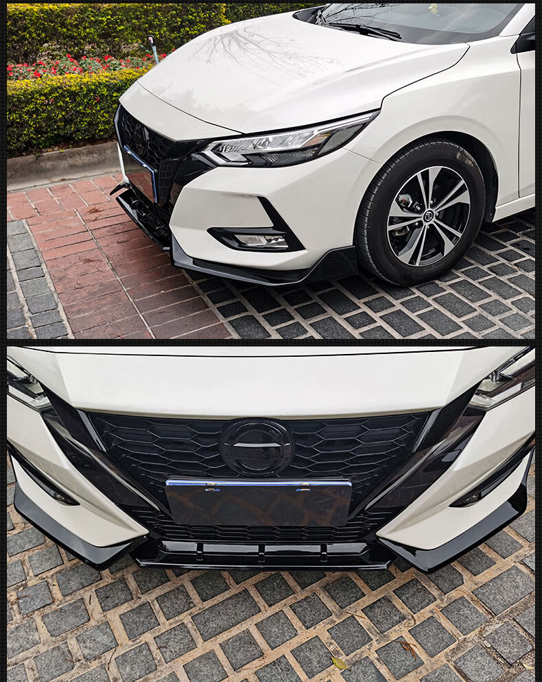 2021款14代轩逸黑武士改装前唇免打孔前铲后包围尾翼中网装饰配件 14