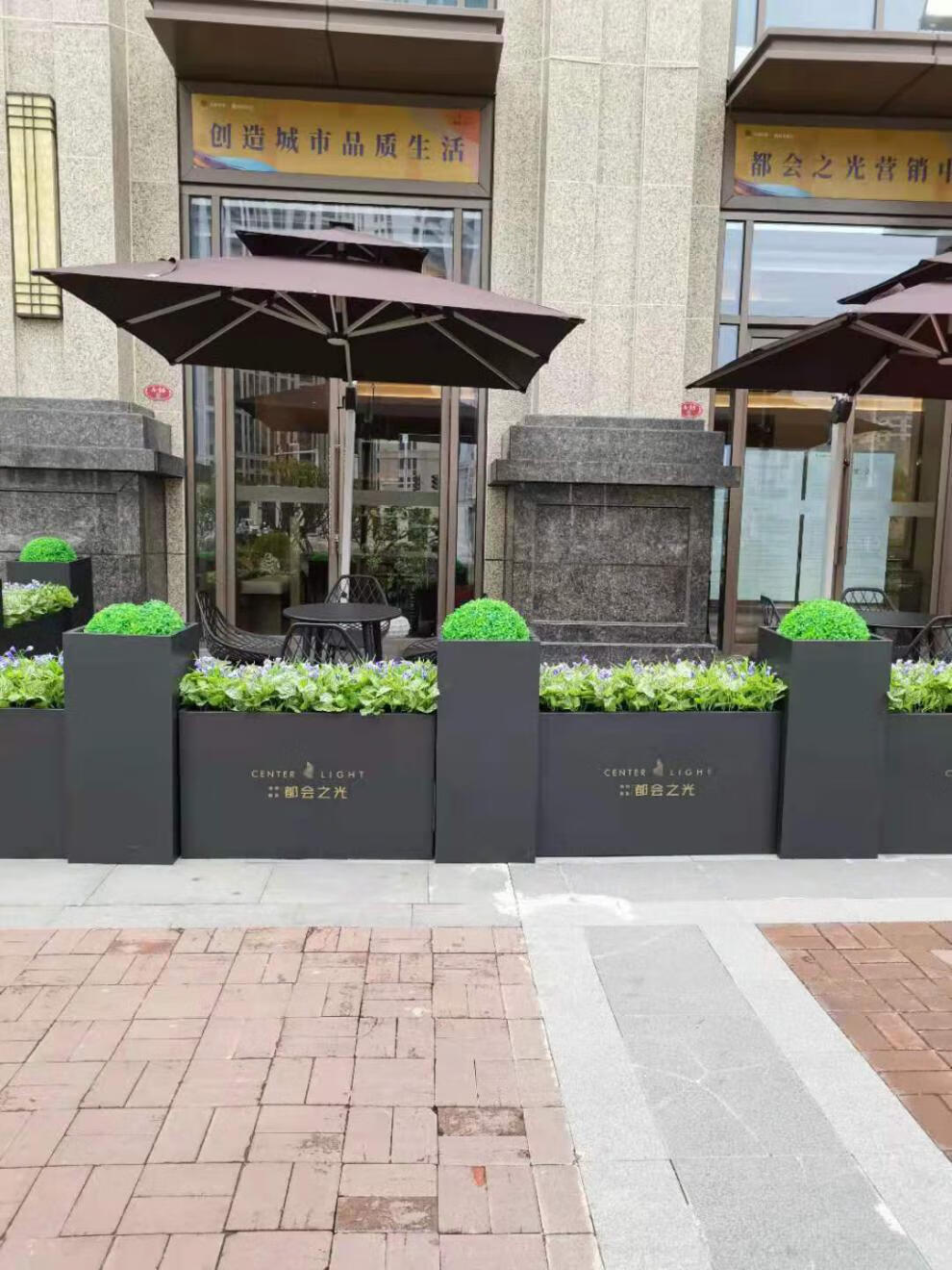 铁艺不锈钢花箱现代户外花槽售楼部花坛酒店商场广场外摆绿植花盆 80*