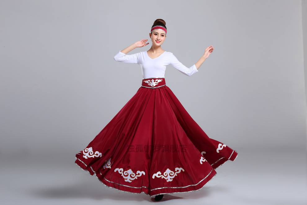 蒙古族服装夏季女装蒙古袍舞蹈演出服少数民族表演服成人练习裙半身裙