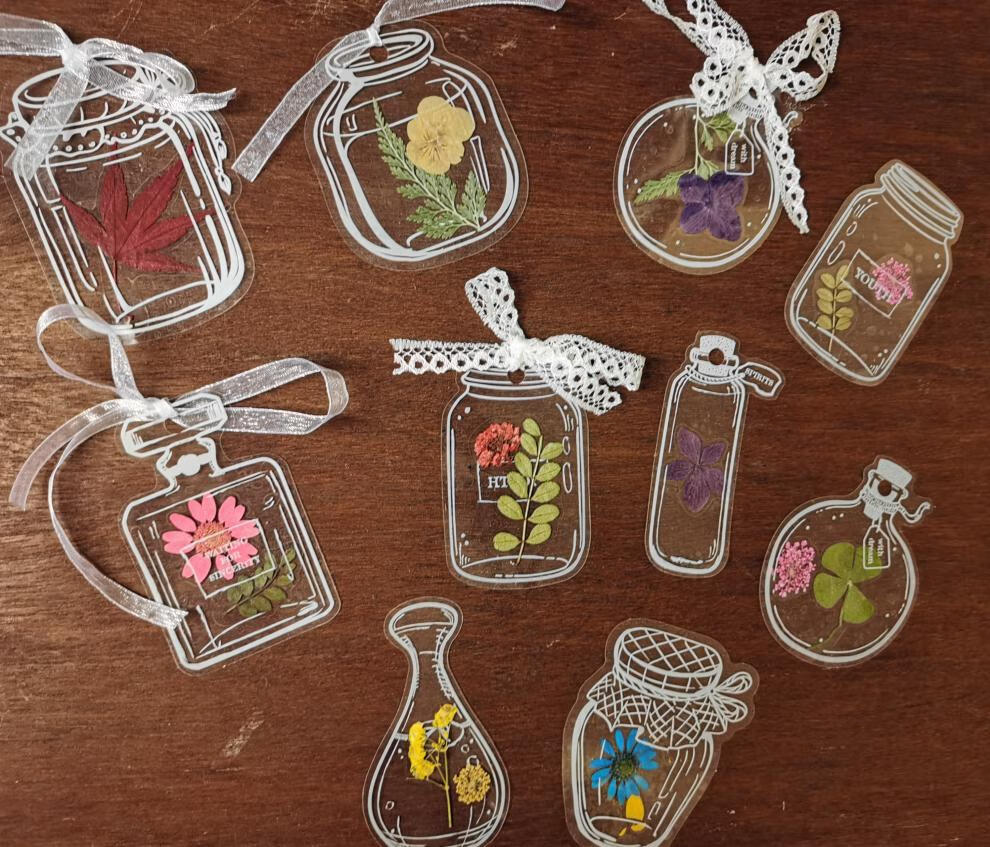 植物标本书签幼儿园儿童学生手工diy透明漂流瓶植物标本 大号瓶子干花
