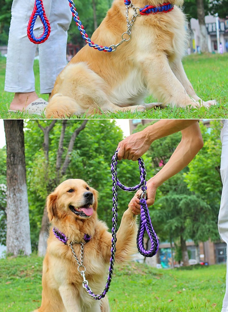 slpc金毛狗链子大型犬狗狗牵引绳p链狗项圈中型犬狗绳哈士奇边牧马犬