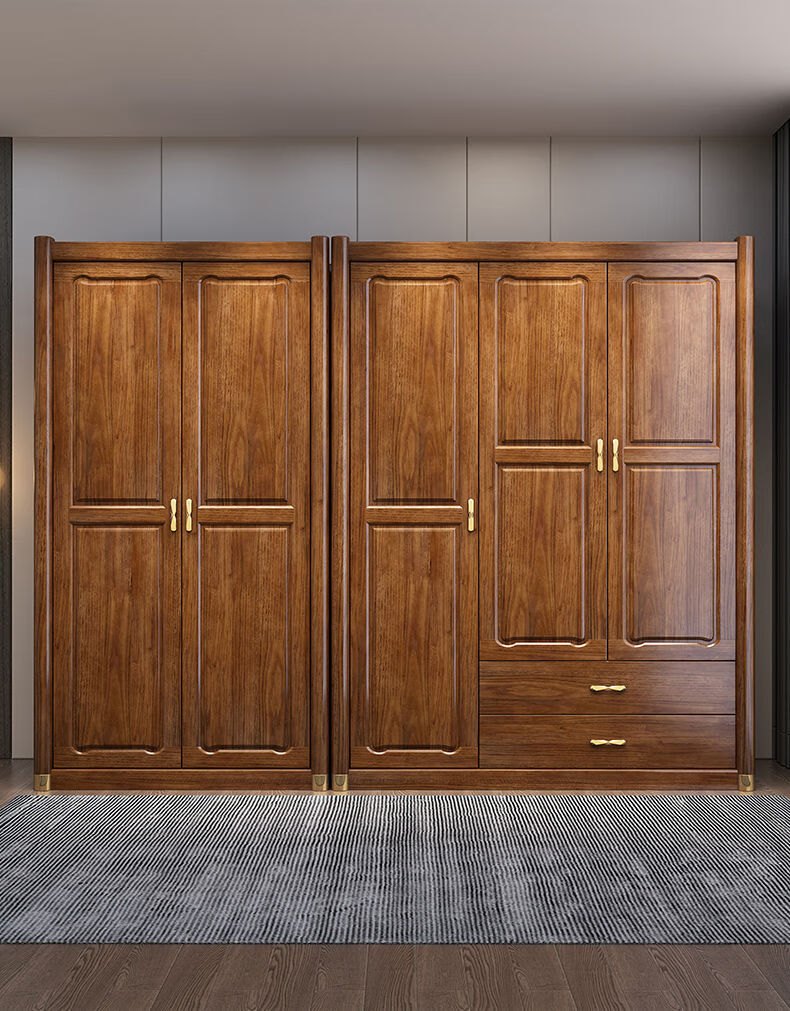 2022新款全黄金梨木轻奢实木衣柜家用储物大衣柜简约现代卧室家具