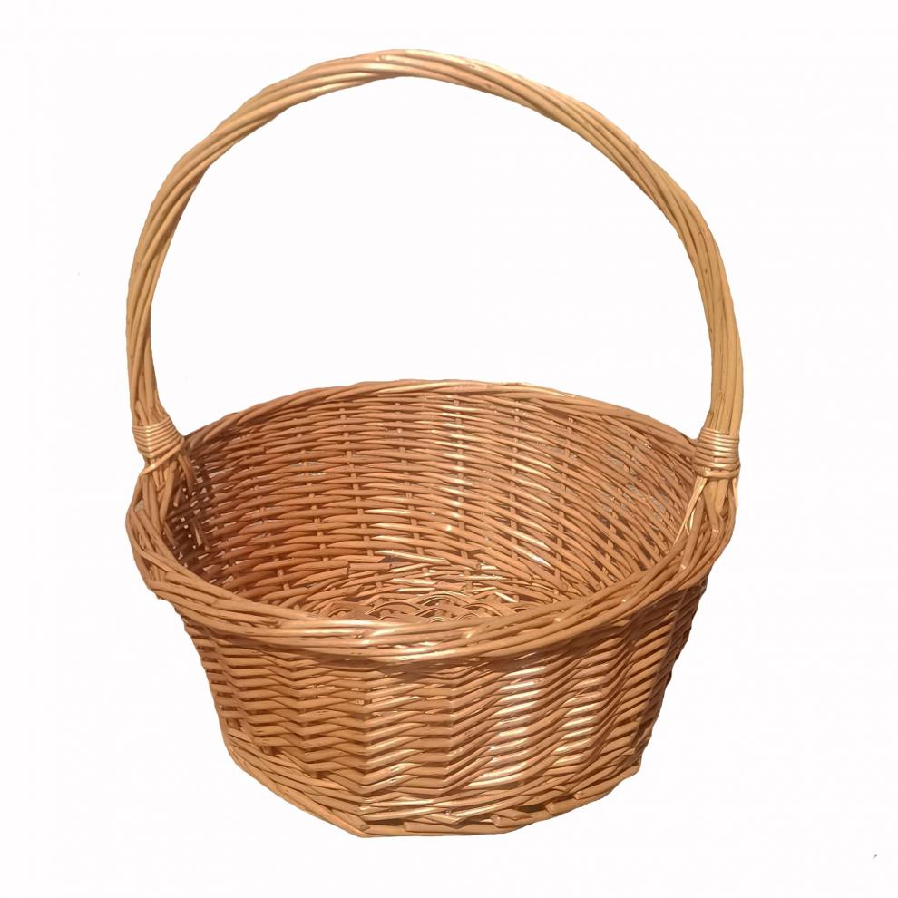 柳编小竹篮手提篮藤编收纳篮编织篮儿童采摘野餐篮迷你小篮子 原色带