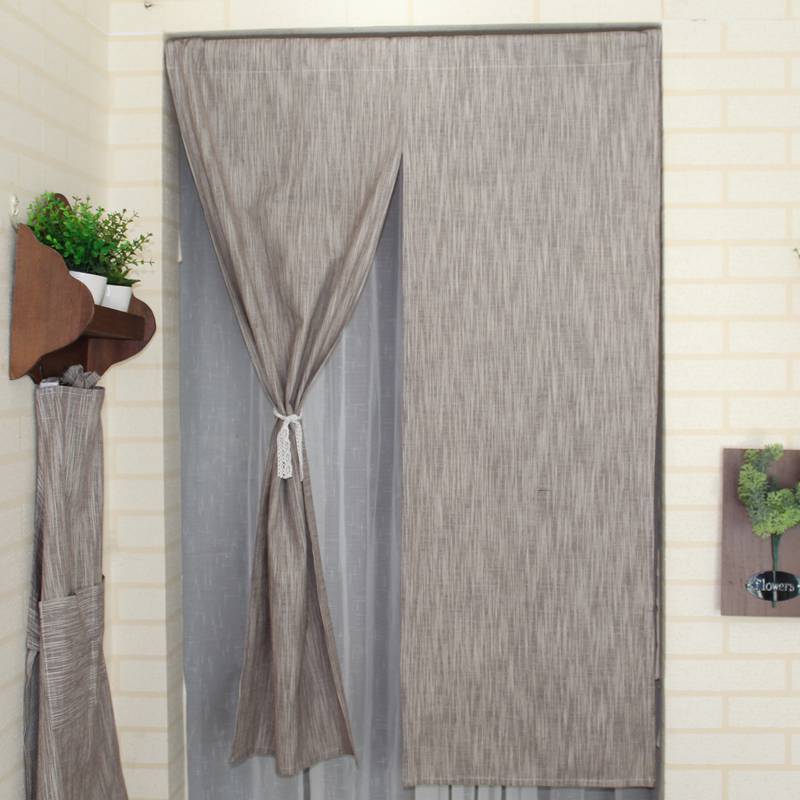 日式门帘麻布 简约日式风格免打孔门帘棉麻布艺半帘窗帘隔断帘子衣柜