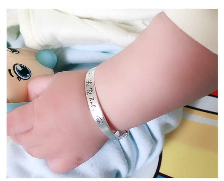庄梦蝶宝宝银手镯999足银男女新生儿童婴儿手镯银定制周岁满月礼物
