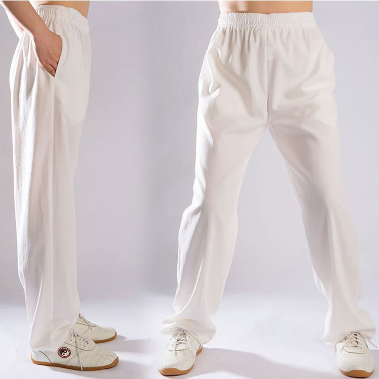 弹力棉麻太极裤子春秋冬季男女太极服武术练功太极拳灯笼裤 灰色 高端