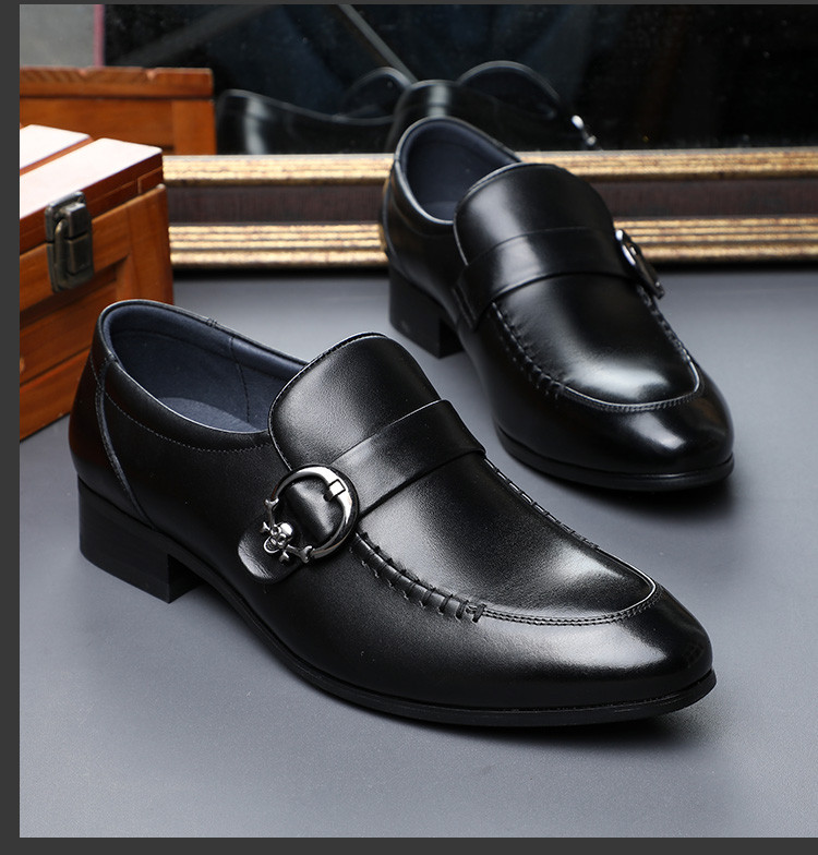 圣大保罗男士皮鞋新款商务休闲鞋一脚蹬通勤鞋婚礼宴会正装头层牛皮鞋