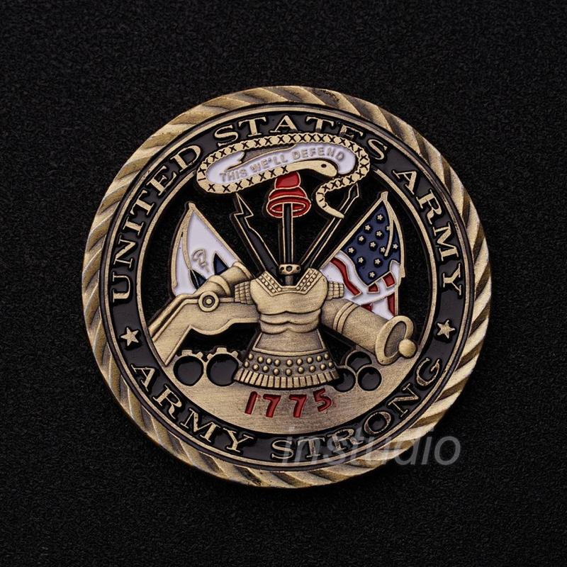 慕诗1775年美国陆军核心价值观纪念币 镂空军事徽章外国硬币收藏礼品