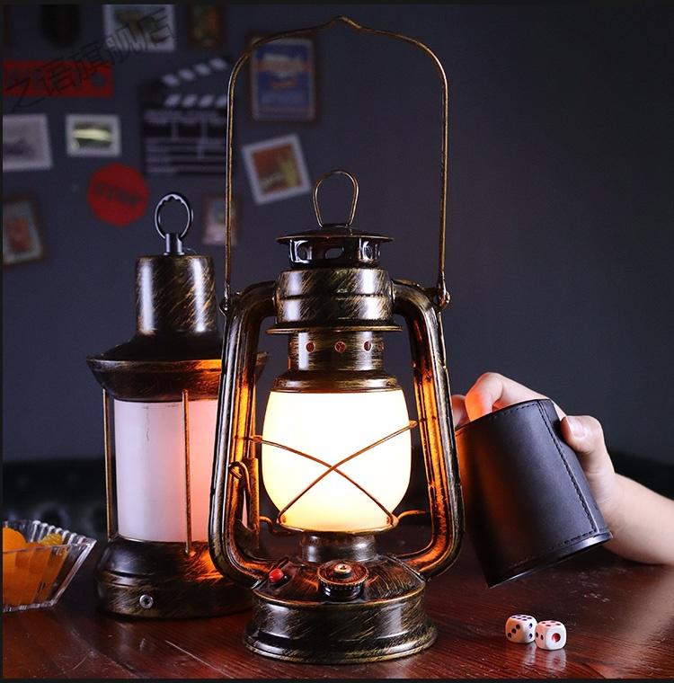 马灯酒 火焰马灯led充电酒吧台灯创意个性复古清吧咖啡厅户外煤油灯