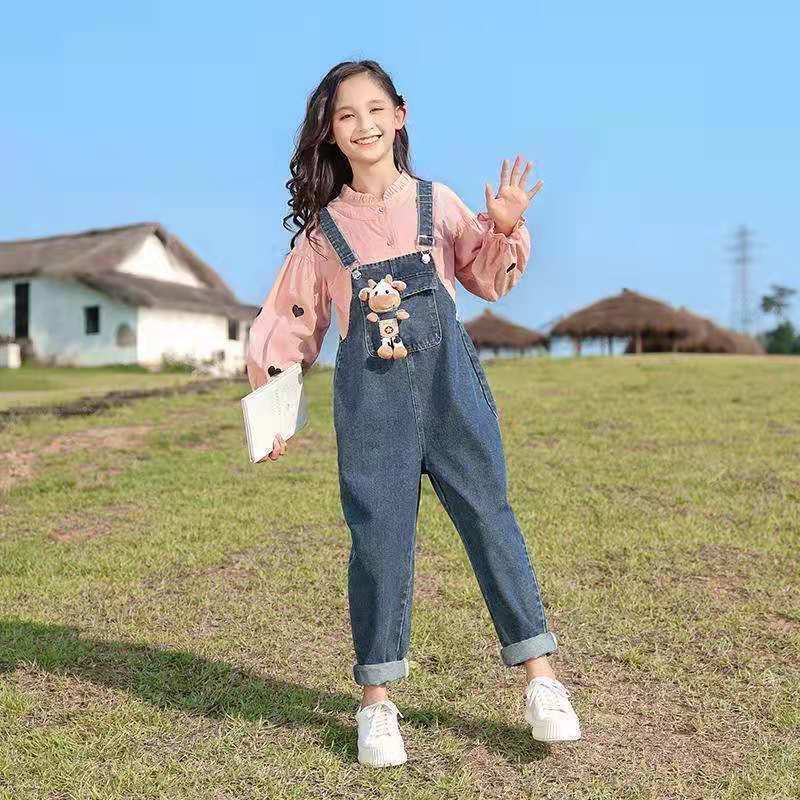 窈欣女童背带裤套装春秋季大童女装 12岁以上初中生小女孩子秋装小