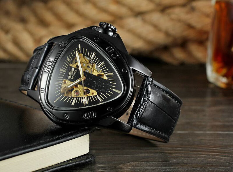 纯灿王爵机械手表 手表男士全自动机械表霸气三角形镂空个性韩版夜光