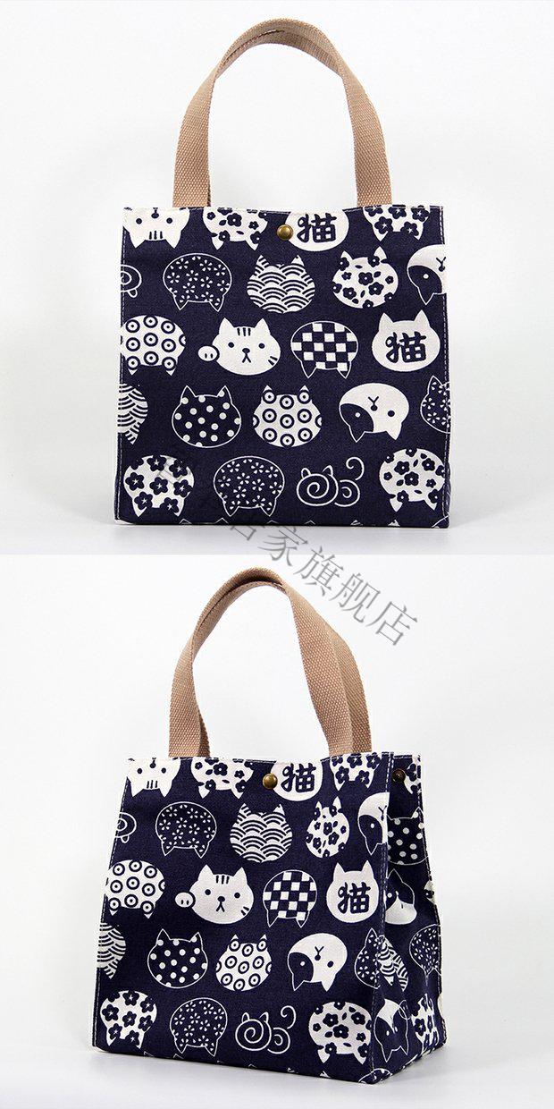 日式便当袋手拎饭盒袋便当包上班族带饭手提袋帆布饭盒包午餐袋子