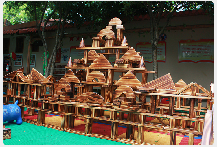 幼儿园超大型户外碳化大积木原木炭烧儿童建构区材料搭建实木玩具1633