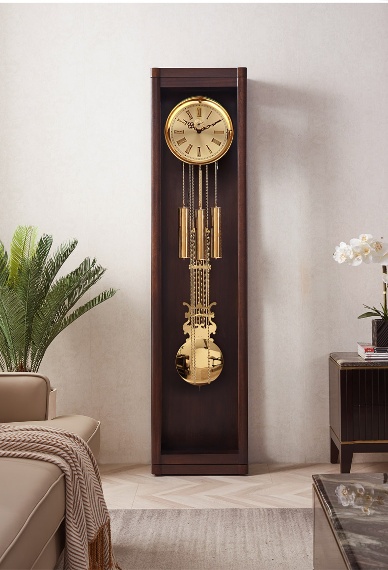 实木中式客厅立钟经典大气创意复古机械钟新中式落地钟赫姆勒中式复古