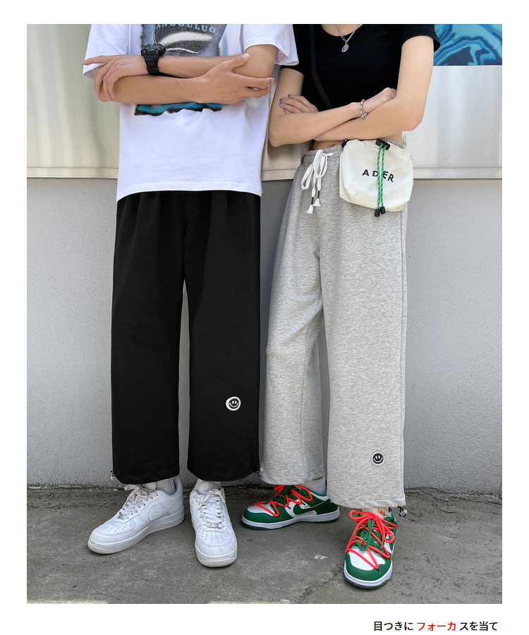 仓梵原宿风情侣裤子夏季薄款宽松ins炸街大码休闲直筒束脚运动卫裤男