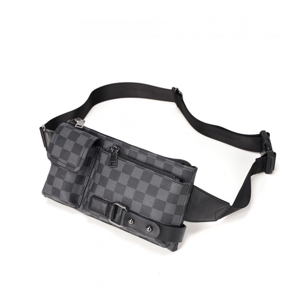 vovb轻奢品牌男士腰包2021新款高端潮牌格子胸包青年情侣街头单肩包