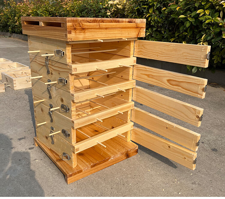 5cm养蜂箱诱峰桶 3层杉木不煮蜡格子箱厚度2.0cm 内径27.5c